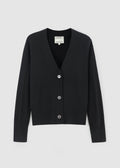 145 CASHMERE SEAM DETAIL CARDI BLK