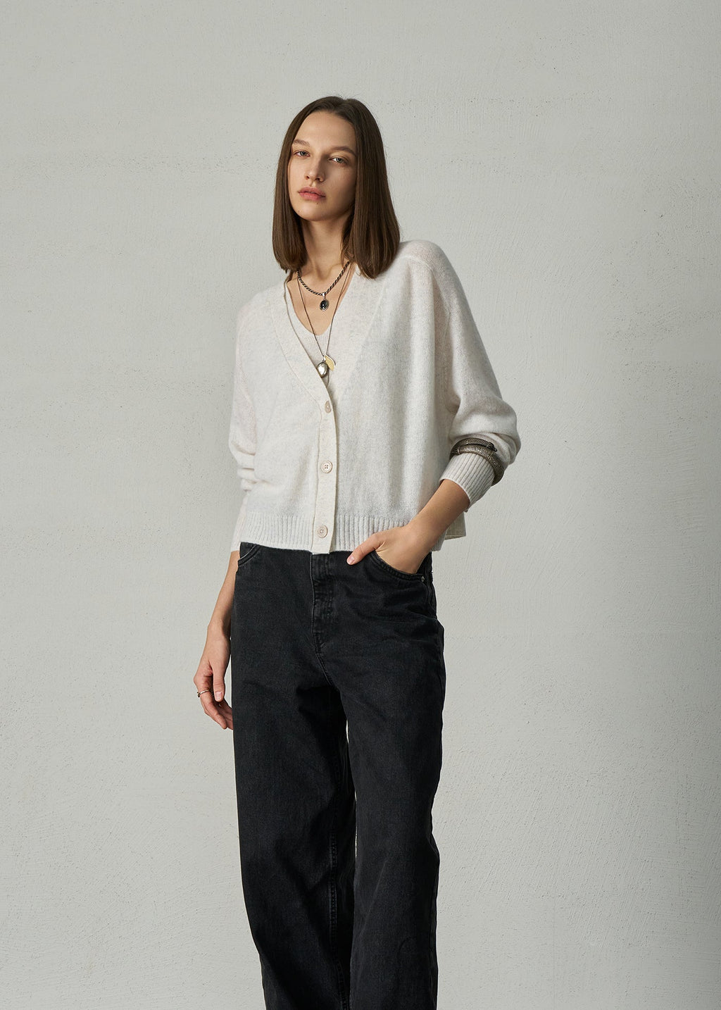 145 CASHMERE SEAM DETAIL CARDI TRY