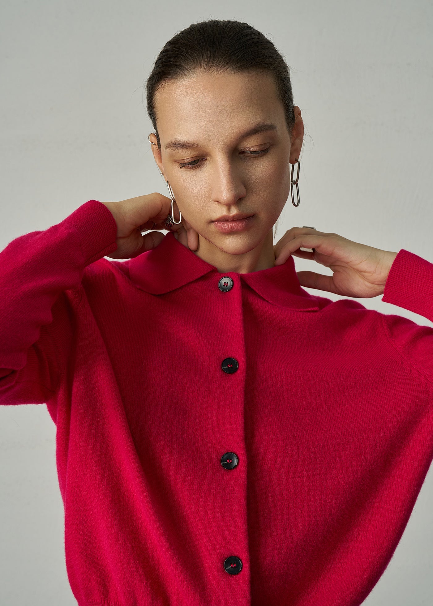 491 CASHMERE BLEND COLLARED CARDI FSA