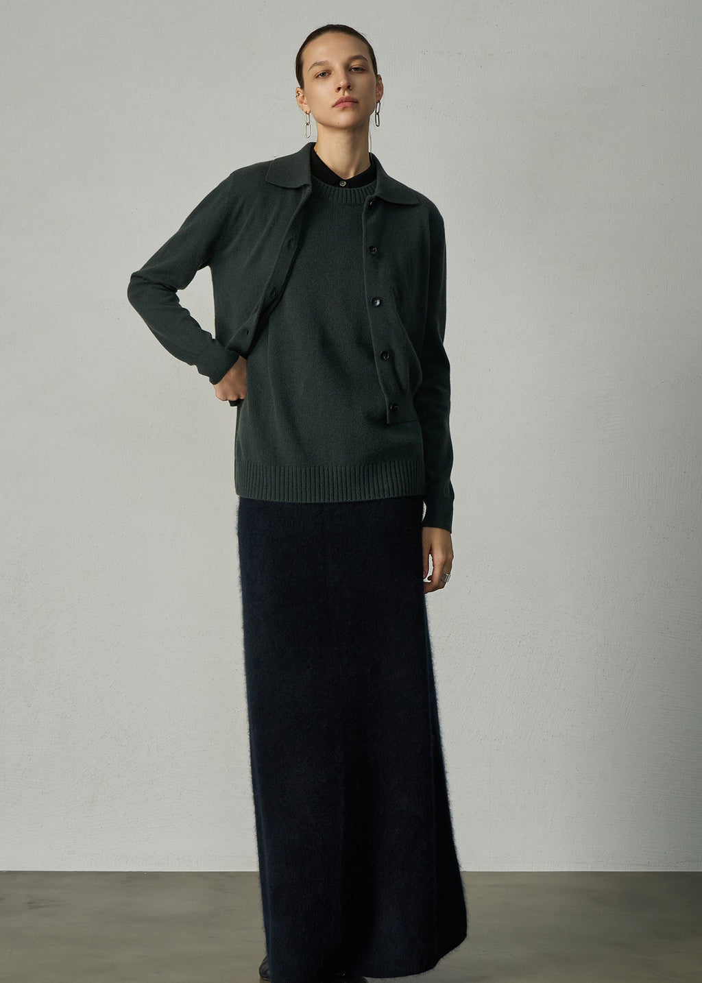 491 CASHMERE BLEND COLLARED CARDI KLE