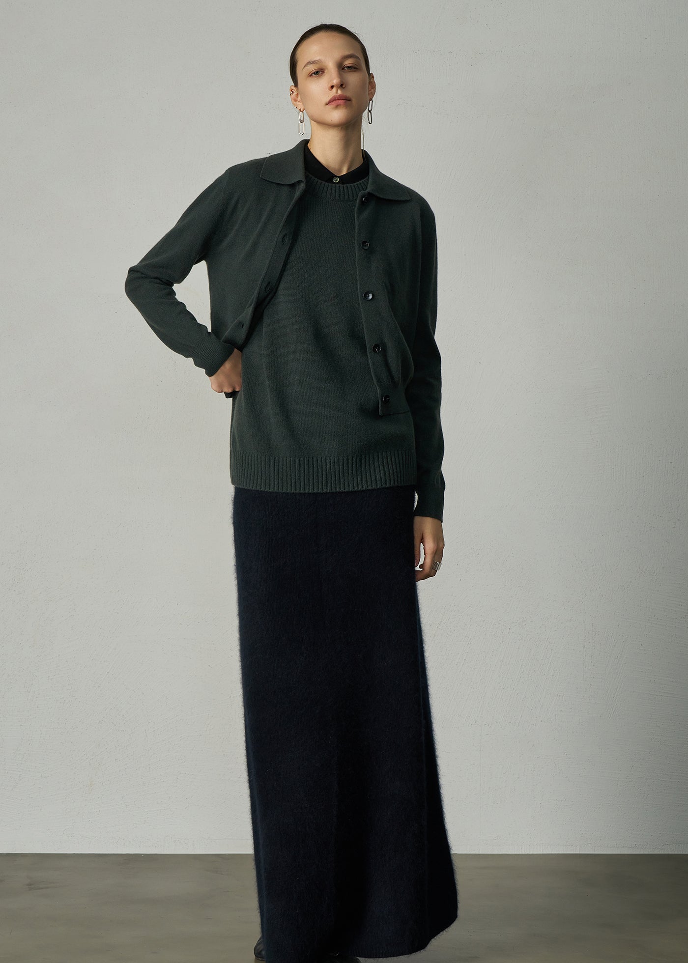 491 CASHMERE BLEND COLLARED CARDI KLE