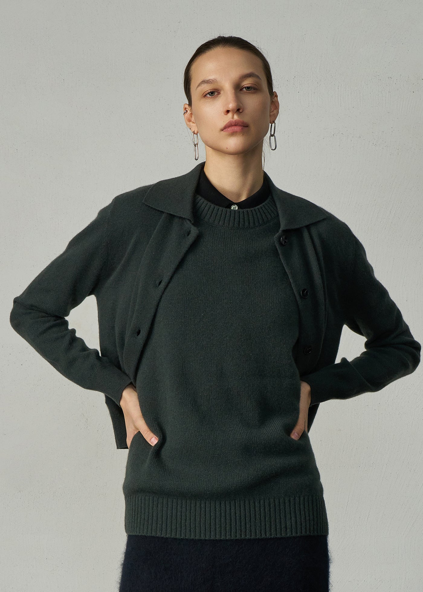 491 CASHMERE BLEND COLLARED CARDI KLE