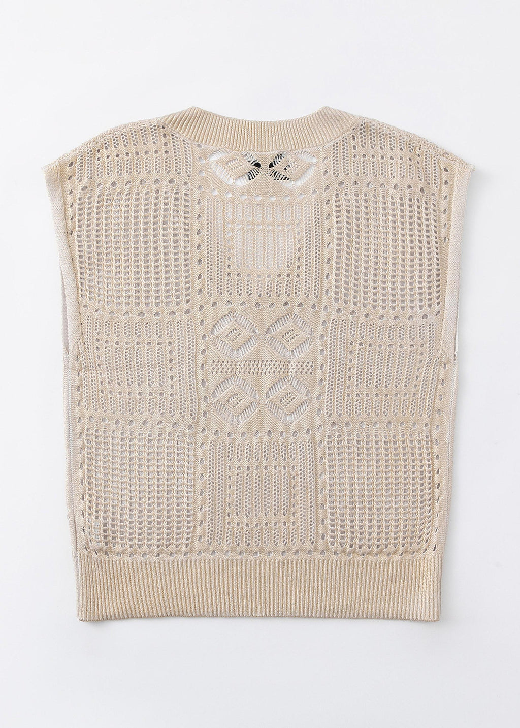 N.263 GOLD FOIL OPEN KNIT V-NECK