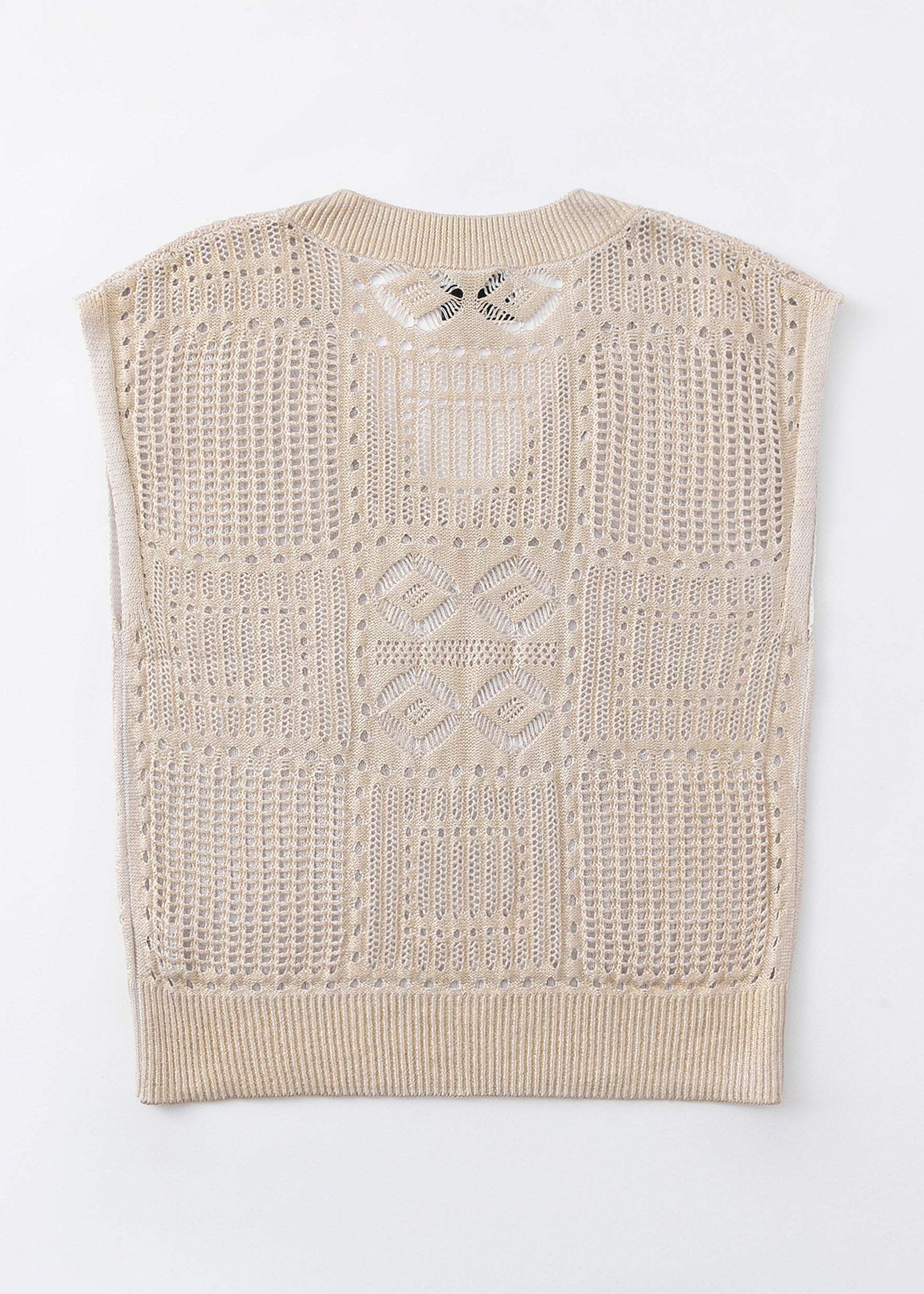 N.263 GOLD FOIL OPEN KNIT V-NECK