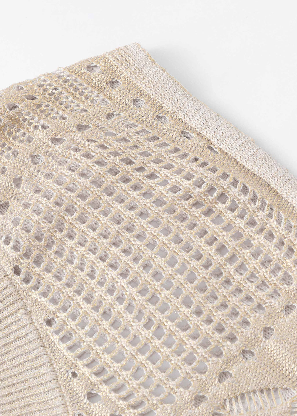 N.263 GOLD FOIL OPEN KNIT V-NECK