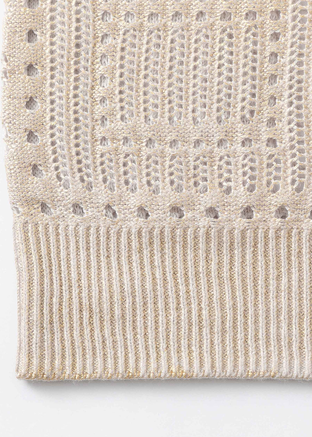 N.263 GOLD FOIL OPEN KNIT V-NECK