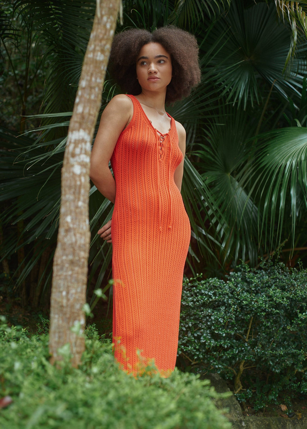 N.298 LACE RIBBED CAMI DRESS