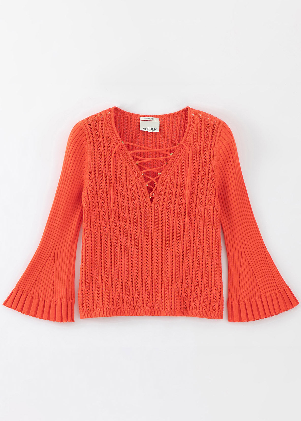 N.300 LACE FRONT FLARED SLEEVE TOP