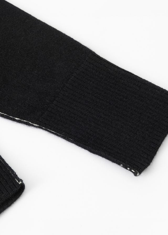 145 CASHMERE SEAM DETAIL CARDI BLK